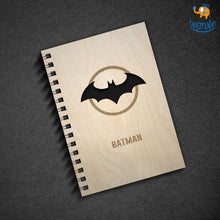 Load image into Gallery viewer, Batman & Superman Engraved Wooden Diary