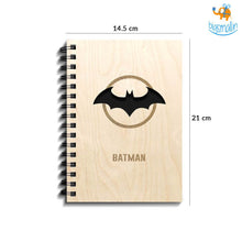 Load image into Gallery viewer, Batman & Superman Engraved Wooden Diary