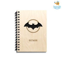 Load image into Gallery viewer, Batman & Superman Engraved Wooden Diary