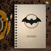 Load image into Gallery viewer, Batman & Superman Engraved Wooden Diary
