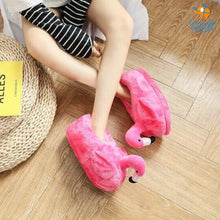 Load image into Gallery viewer, Flamingo Plush Slippers (UK Size 4 - 8)