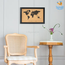 Load image into Gallery viewer, World Map Corkboard With Frame