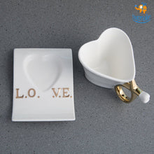 Load image into Gallery viewer, Heart Shaped Ceramic Mug with Plate