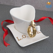 Load image into Gallery viewer, Heart Shaped Ceramic Mug with Plate