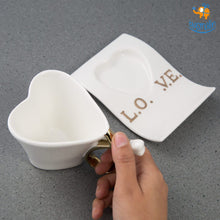 Load image into Gallery viewer, Heart Shaped Ceramic Mug with Plate