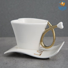 Load image into Gallery viewer, Heart Shaped Ceramic Mug with Plate