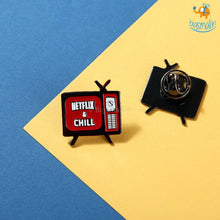 Load image into Gallery viewer, Netflix & Chill Metallic Lapel Pin