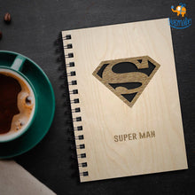 Load image into Gallery viewer, Batman & Superman Engraved Wooden Diary