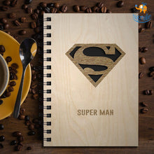 Load image into Gallery viewer, Batman & Superman Engraved Wooden Diary