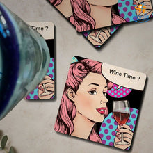 Load image into Gallery viewer, Wine Time Wooden Coasters - Set of 4