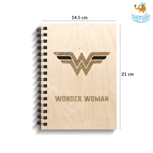 Load image into Gallery viewer, Wonder Woman Engraved Wooden Diary