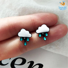 Load image into Gallery viewer, Cloudy Drops of Rain Studs

