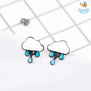 Cloudy Drops of Rain Studs