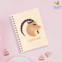 Load image into Gallery viewer, Sun Sign Laser Cut Wooden Diary
