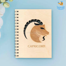 Load image into Gallery viewer, Sun Sign Laser Cut Wooden Diary
