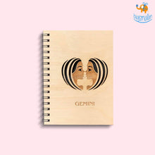Load image into Gallery viewer, Sun Sign Laser Cut Wooden Diary
