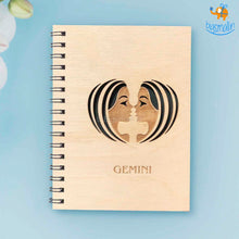 Load image into Gallery viewer, Sun Sign Laser Cut Wooden Diary
