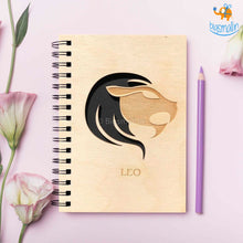 Load image into Gallery viewer, Sun Sign Laser Cut Wooden Diary
