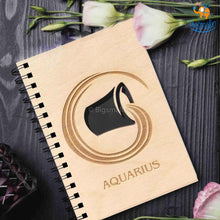 Load image into Gallery viewer, Sun Sign Laser Cut Wooden Diary
