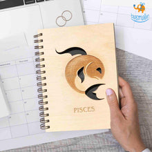 Load image into Gallery viewer, Sun Sign Laser Cut Wooden Diary
