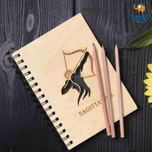 Load image into Gallery viewer, Sun Sign Laser Cut Wooden Diary
