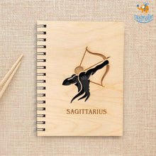 Load image into Gallery viewer, Sun Sign Laser Cut Wooden Diary

