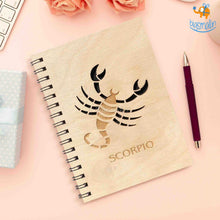 Load image into Gallery viewer, Sun Sign Laser Cut Wooden Diary
