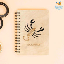 Load image into Gallery viewer, Sun Sign Laser Cut Wooden Diary
