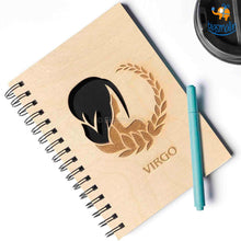 Load image into Gallery viewer, Sun Sign Laser Cut Wooden Diary
