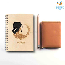 Load image into Gallery viewer, Sun Sign Laser Cut Wooden Diary
