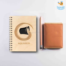 Load image into Gallery viewer, Sun Sign Laser Cut Wooden Diary
