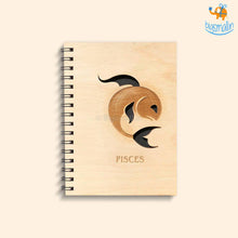 Load image into Gallery viewer, Sun Sign Laser Cut Wooden Diary

