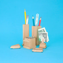 Load image into Gallery viewer, Wooden City Desk Tidy Stationery Holder
