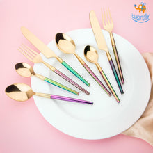 Load image into Gallery viewer, Holographic Golden Metallic Cutlery Set
