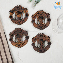 Load image into Gallery viewer, Laser Cut Manchester United Wooden Coasters - Set of 4
