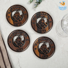 Load image into Gallery viewer, Laser Cut Manchester City Wooden Coasters - Set of 4
